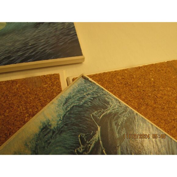 Ceramic California dolphin coasters set of 4 wave vintage sealife ocean - Picture 6 of 10